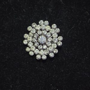 Crystal Cluster Brooch - Silver-Tone Sparkle